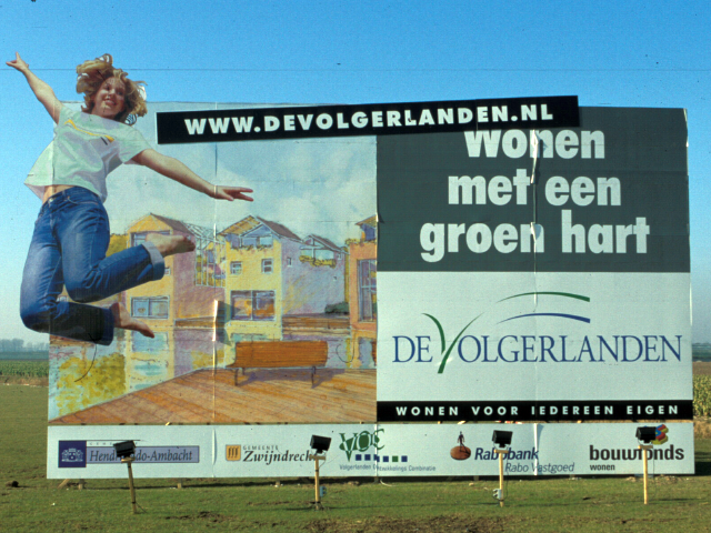 Eind jaren '90: bouwbord met als partners Hendrik-Ido-Ambacht en Zwijndrecht