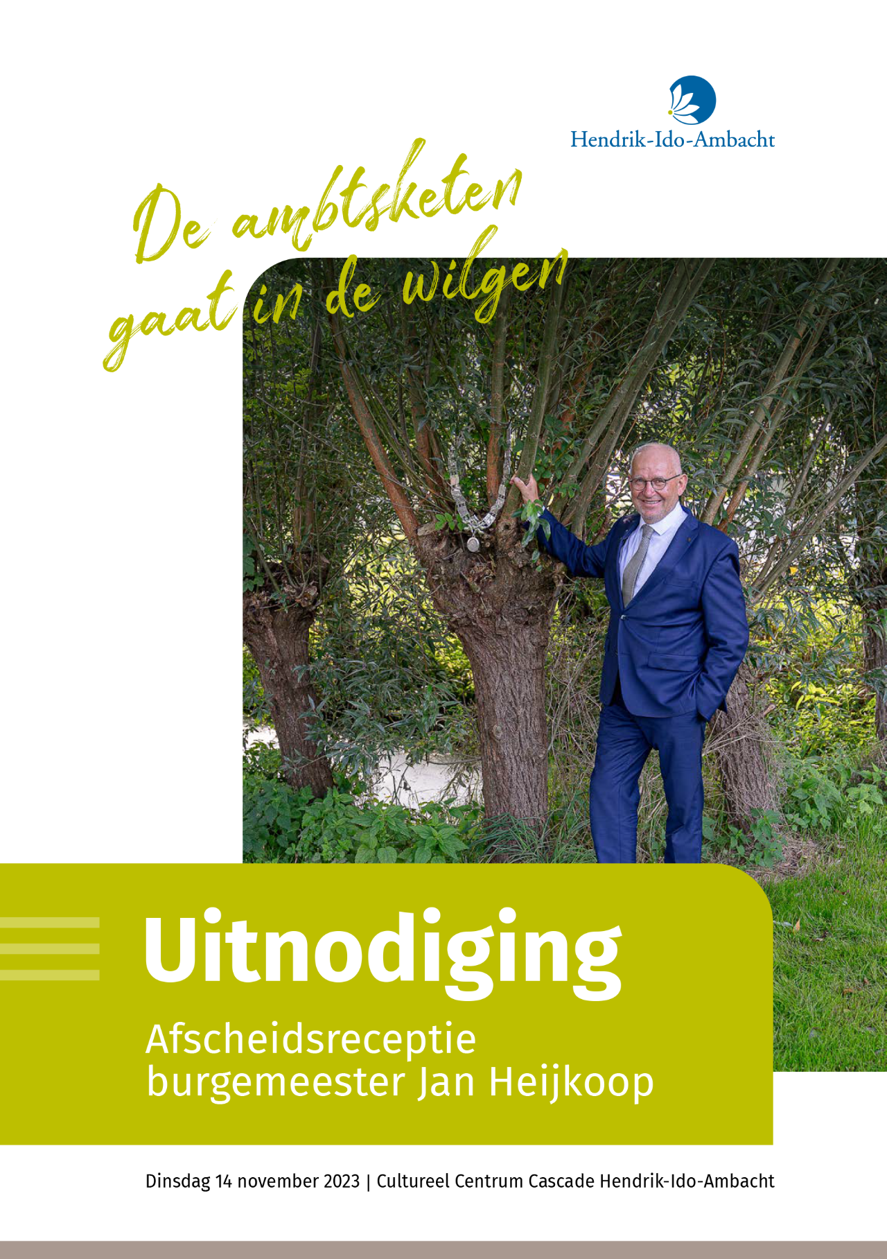 Uitnodiging afscheidsreceptie Jan Heijkoop