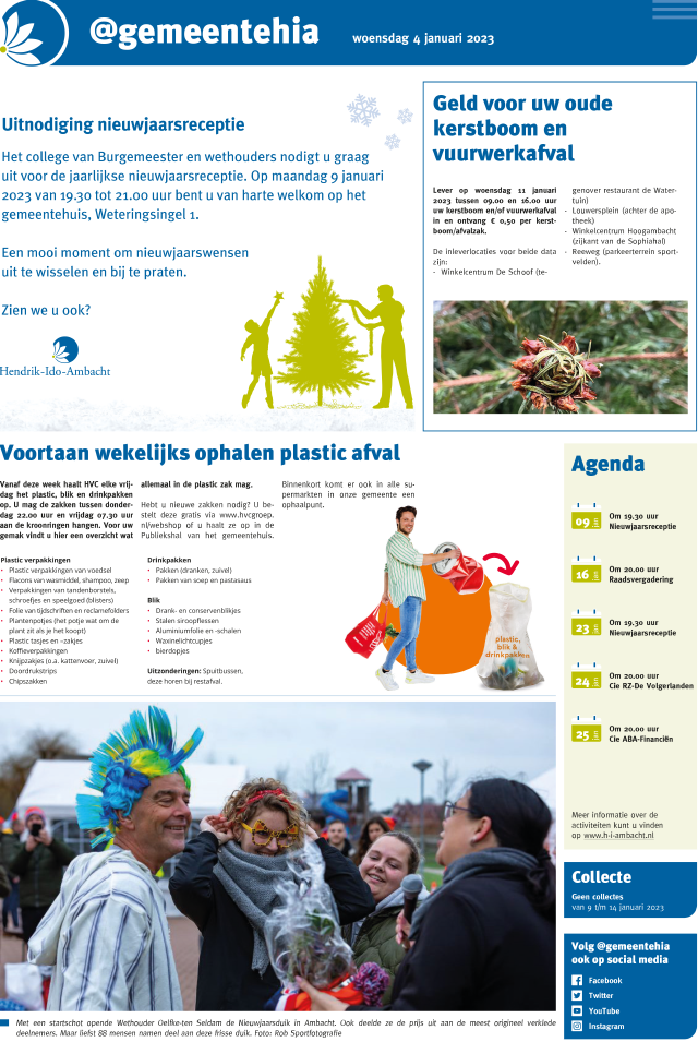 Gemeentenieuws 4 januari 2023
