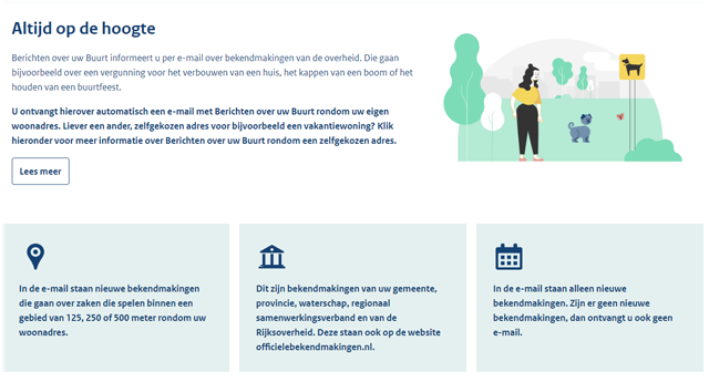 Overheid.nl houdt u op de hoogte van ontwikkelingen in de buurt