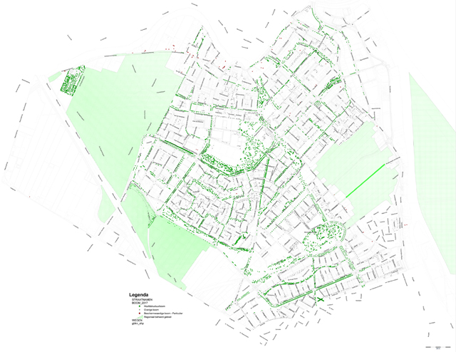 Groene kaart Hendrik-Ido-Ambacht met daarop bomen van waarde