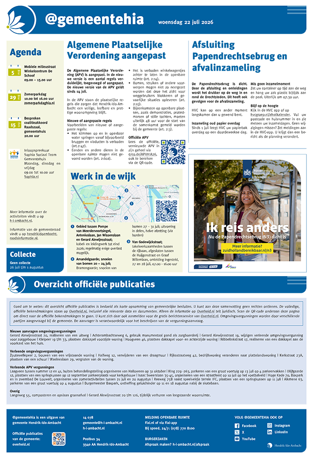 @gemeentehia 22 juli 2026